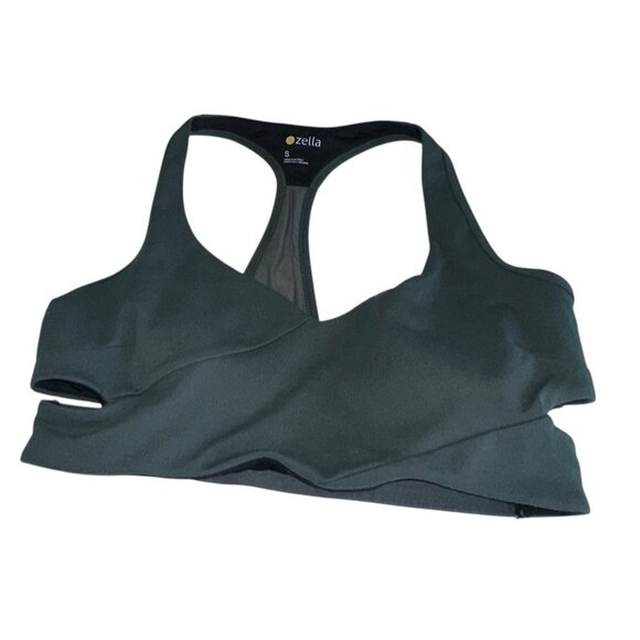 Zella Racerback Sports Bra Size Small Army Green Wirefree - Picture 1 of 7